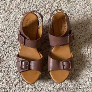 Kork-ease brown platform wedge sandals